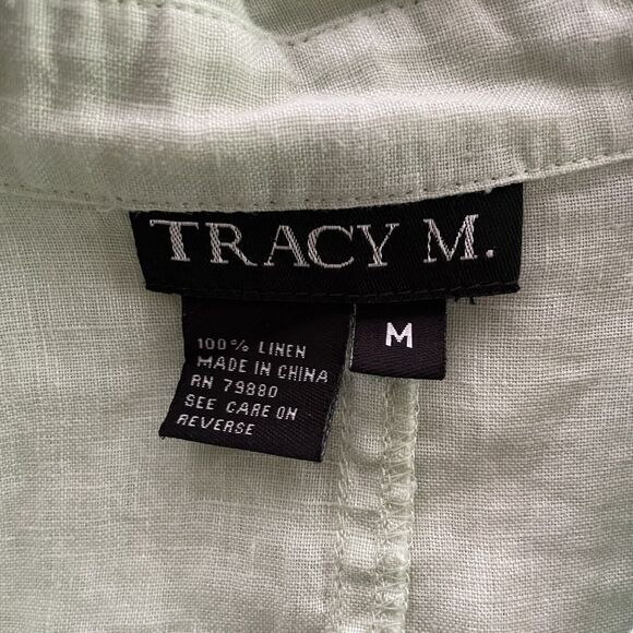 Tracey M Top Linen V Neck Button Up Womens Medium Minimalist - Picture 3 of 6